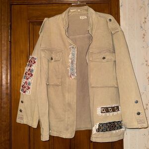 POL Beige Utility Jacket with Embroidery